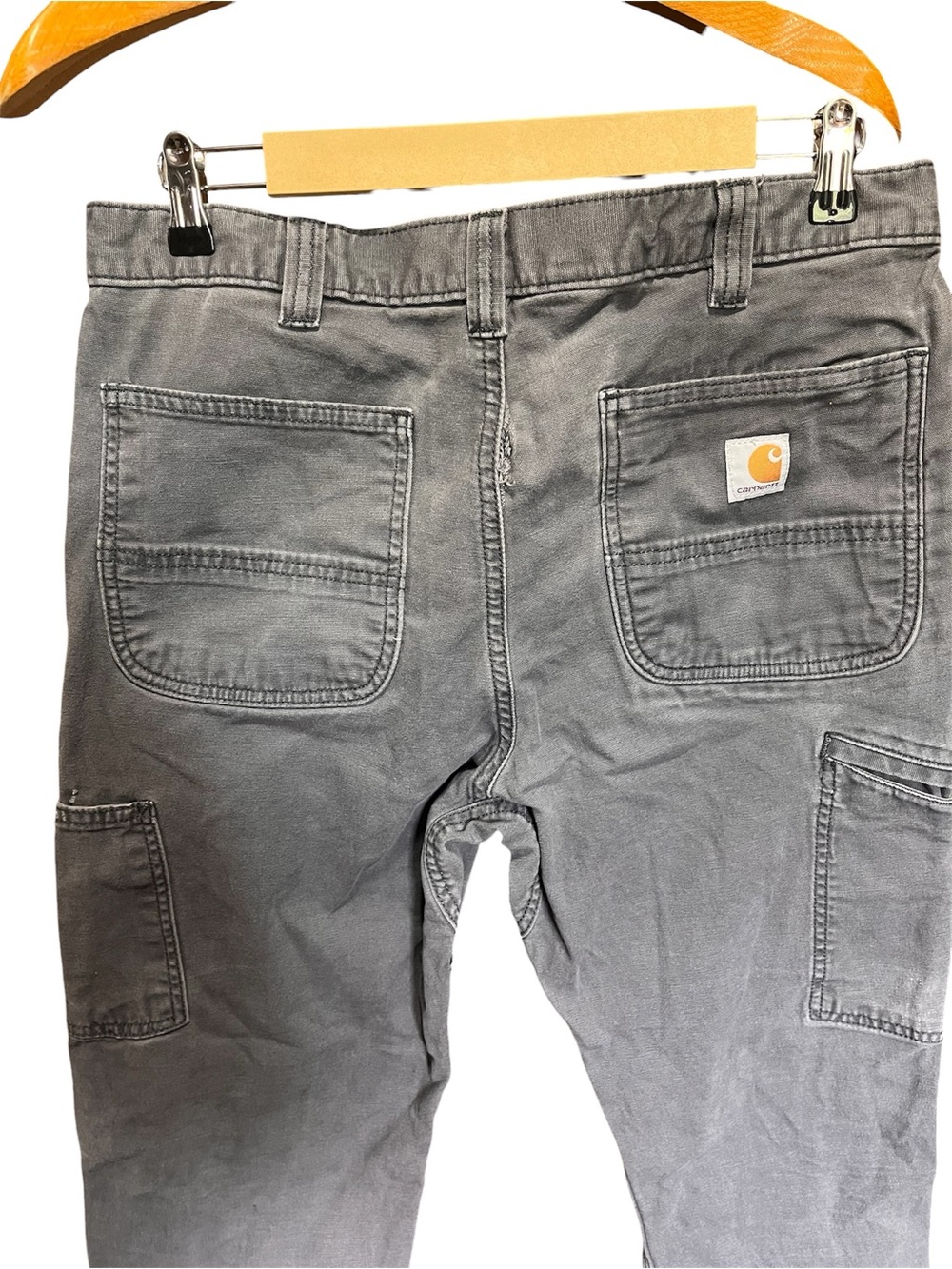 Carhartt Men's Gray Distressed Double Knee Utility Work Relaxed Fit Pants 34x36 - Picture 4 of 7